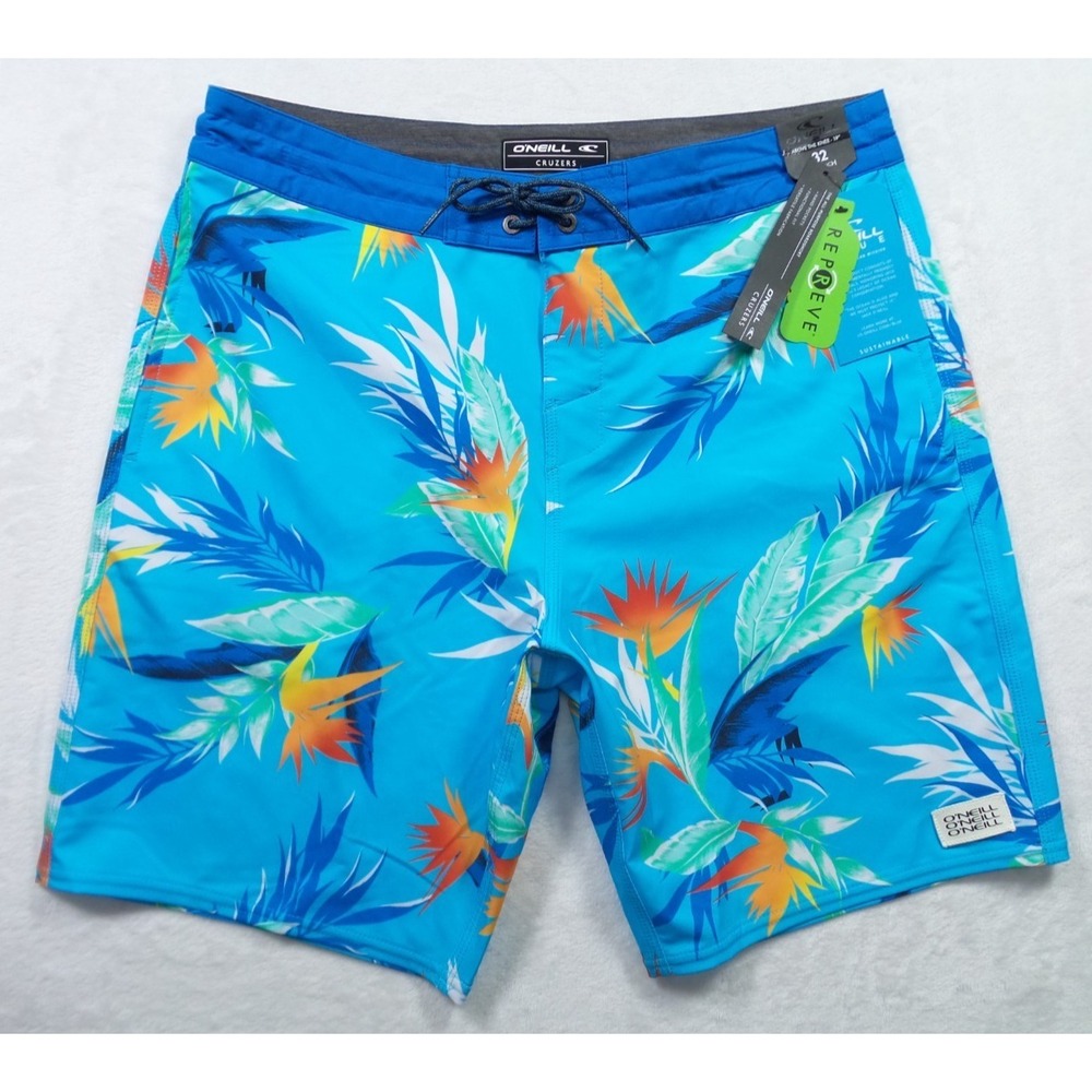 ONeill Shorts Mens 32 Blue Cruzers‎ Boardshorts Stretch Pockets Surf Floral NWT